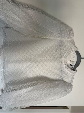 Zara Cream Ruffled Textured Blouse